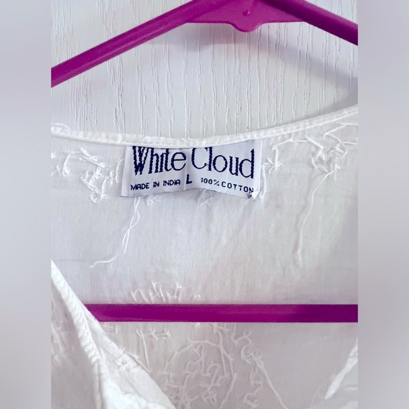 White Cloud White top with button up front; long sleeves; Women’s size Large - Picture 3 of 9